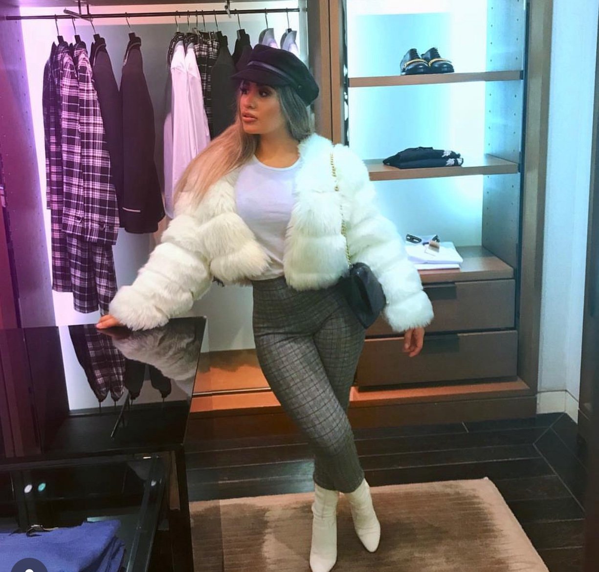 Naked wardrobe white faux fur coat