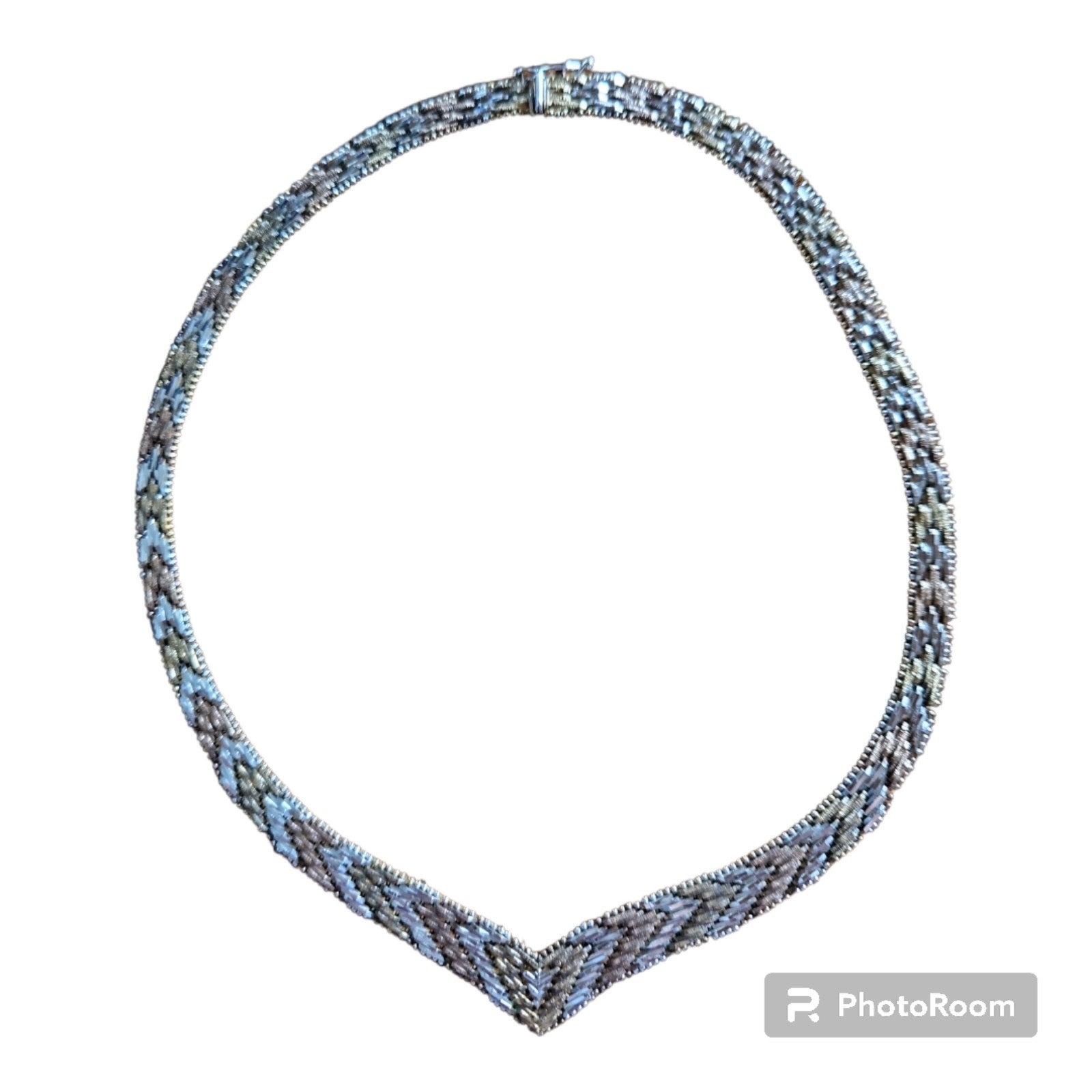 Italian 925 Sterling Silver Tri-Color Riccio Necklace