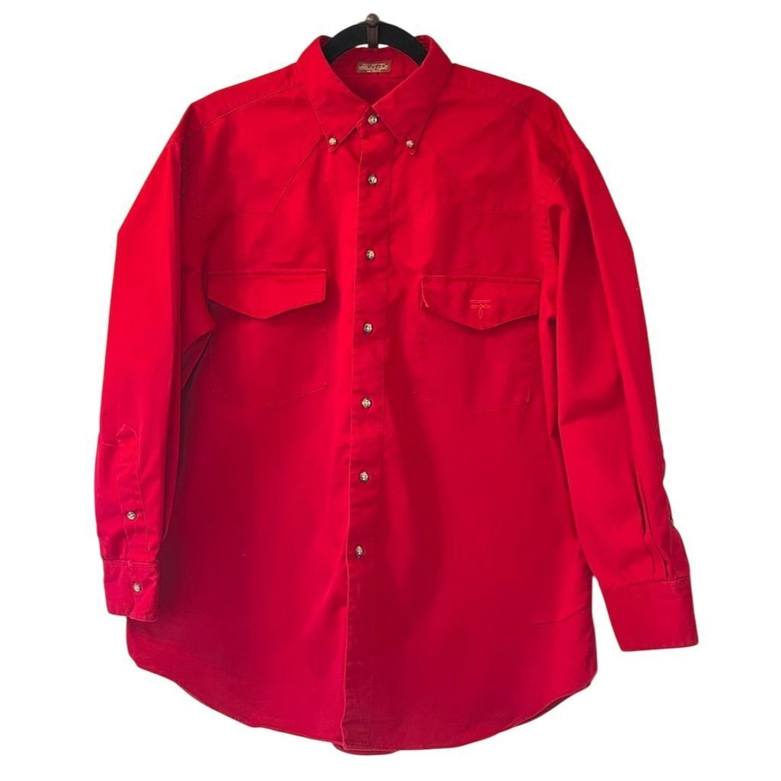 Lucchese Men's Vintage Red Button-Up Shirt Long Sleeve L Carpenter Southwestern
