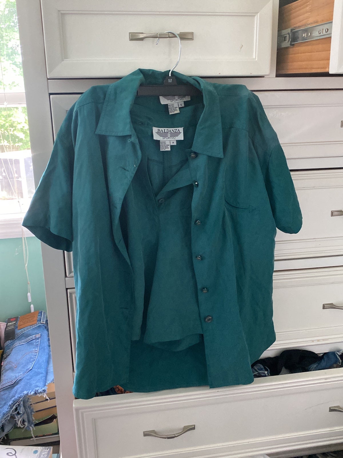 Silk shorts and button up set
