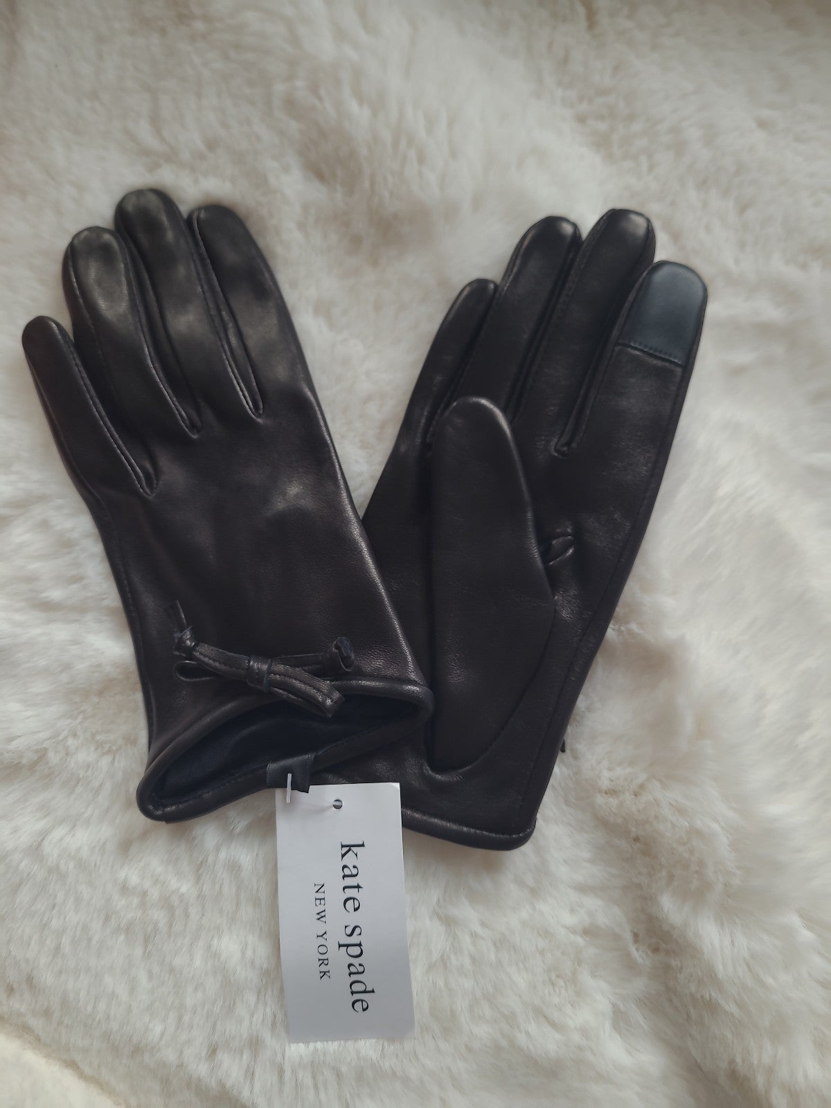 Kate Spade new black leather gloves SZ M