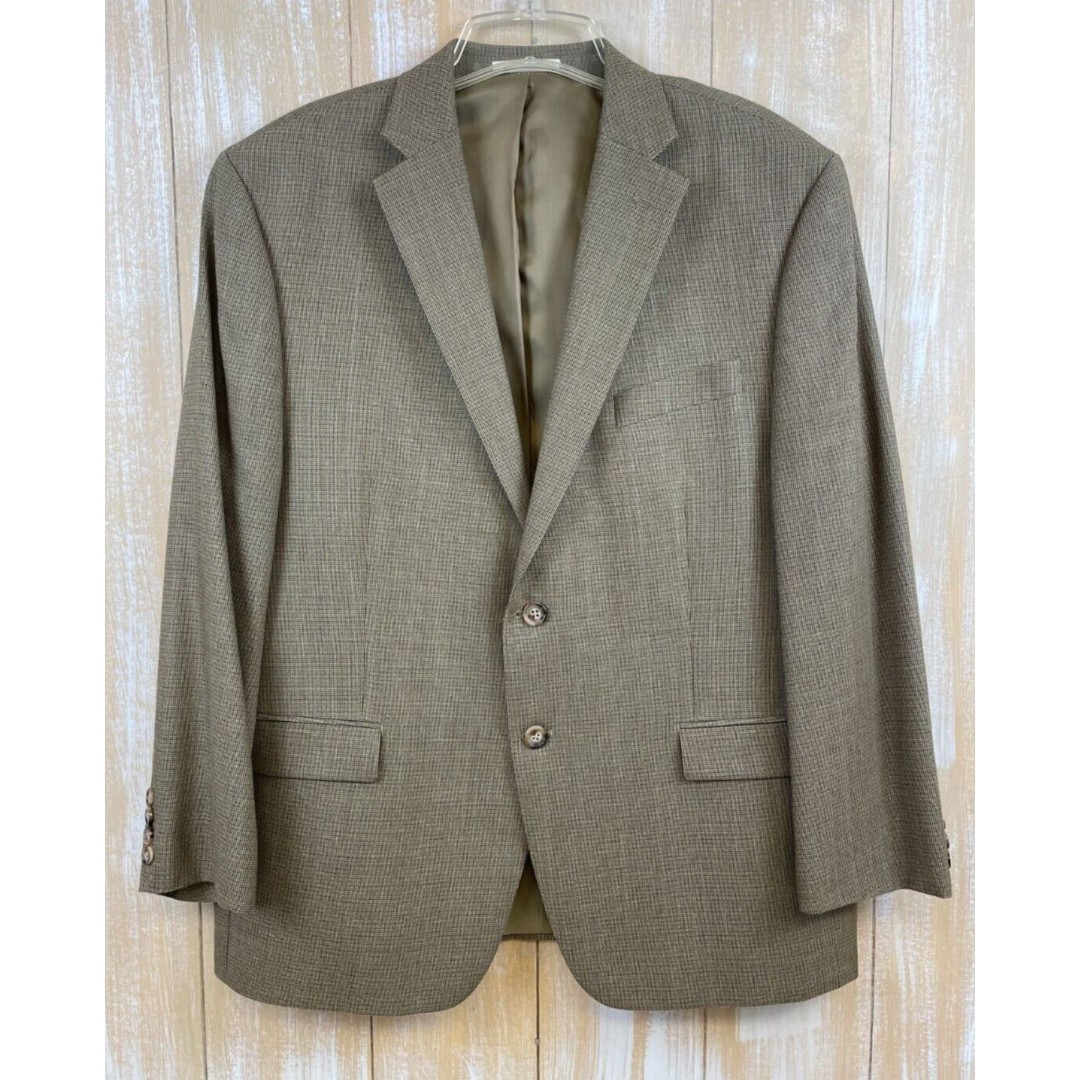 Lauren Ralph Lauren Men's 44S Wool Silk Blend 2 Button Lined Blazer Tan Tweed