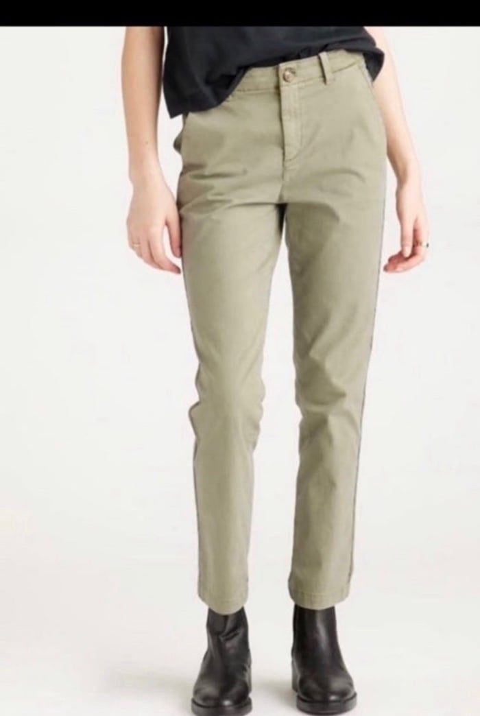 Quince Stretch Cotton Twill Girlfriend Chino Pants olive sz 30