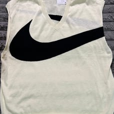 Nike Golf V-Neck Sweater Vest Cream With Black Swoosh Men's Lg