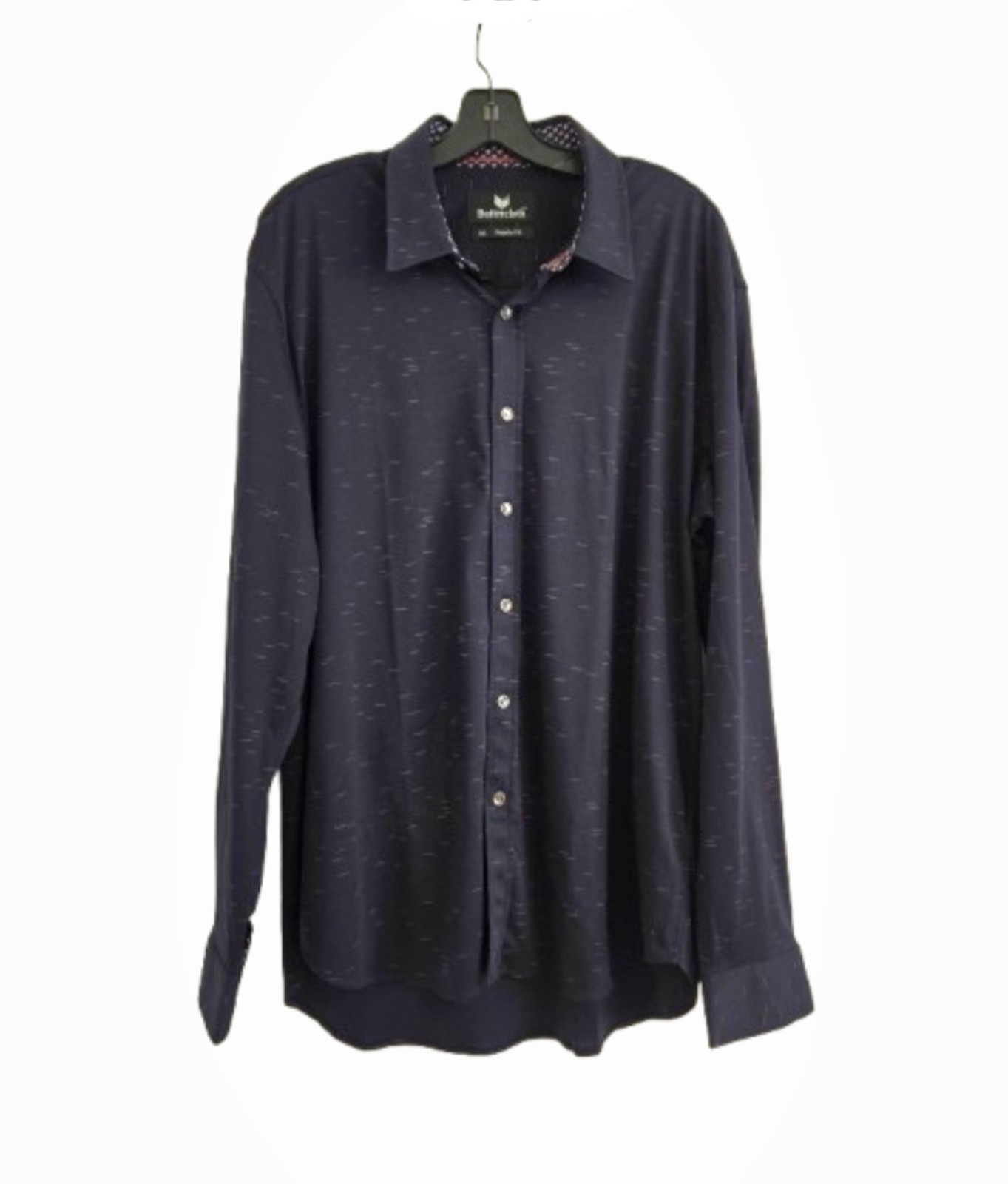 Buttercloth Men's Dress Shirt XL Cotton Regular Fit Long Sleeve Black Red Soft