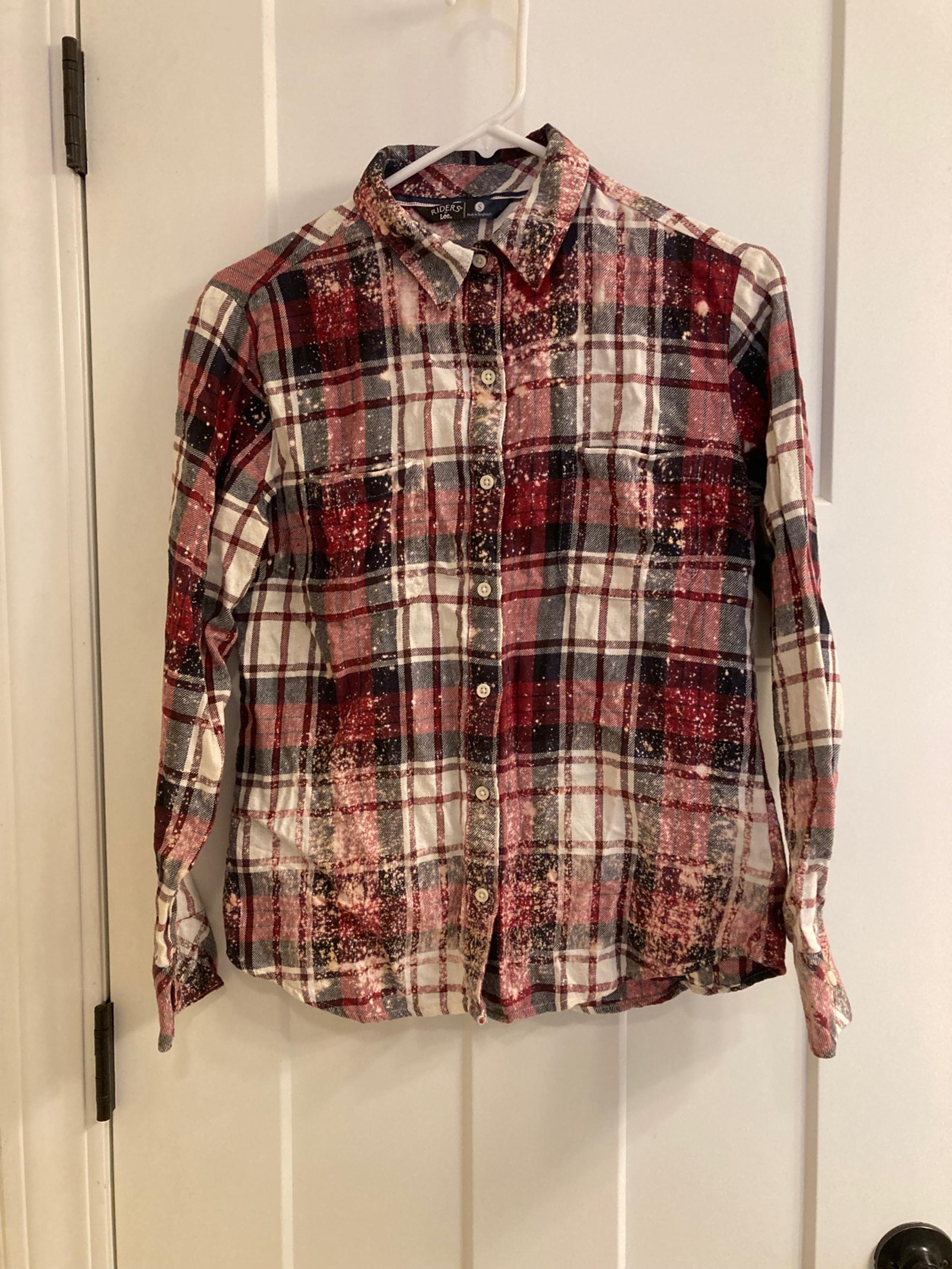 Riders By Lee Distressed Long Sleeve Semi-Fitted Flannel Shirt