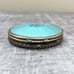 Antique Evans Green Guilloche Enamel Floral Gold Tone Mesh Mirror Powder Compact