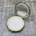 Antique Evans Green Guilloche Enamel Floral Gold Tone Mesh Mirror Powder Compact