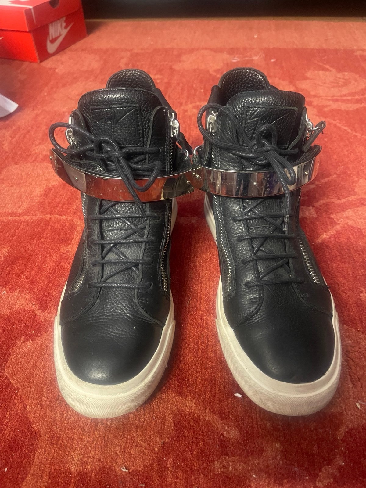 Giuseppe Zanotti Black Leather Coby High Top Sneakers.