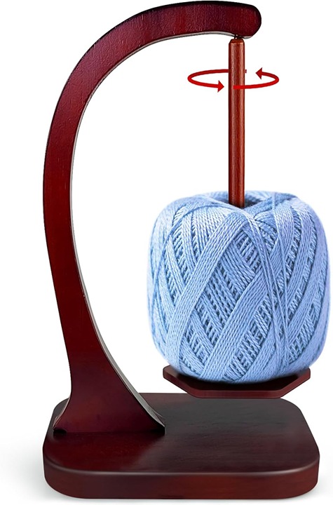 Yarn Ball Holder for Knitting and Crocheting, Wooden Yarn Spinner with Magnetic