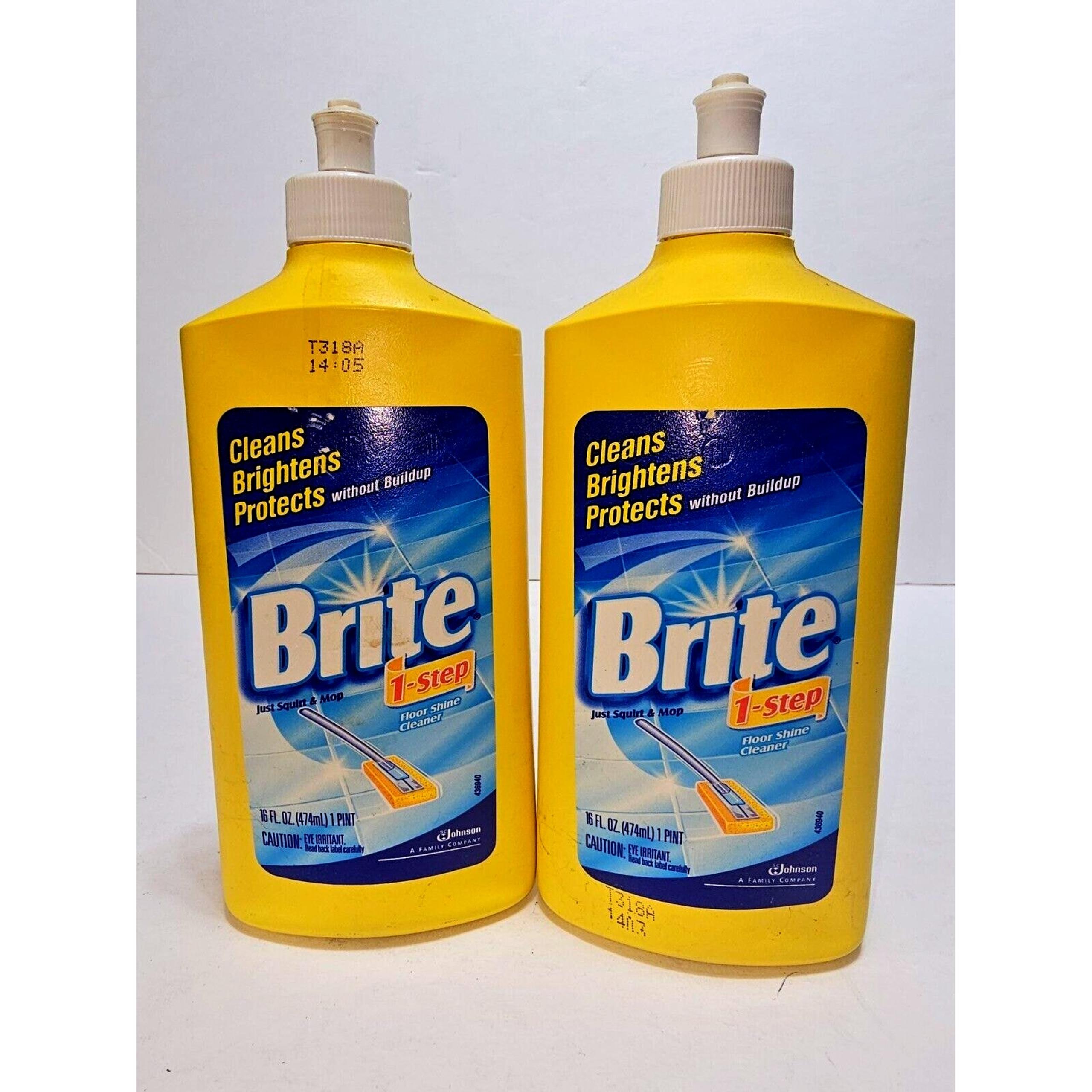 Vintage 2000 2 Bottles Old Stock Brite 1-Step Floor Shine Cleaner 16 Fl Oz x 2