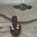 New silver sterling pink heart chain necklace pendant marcasite jewelry