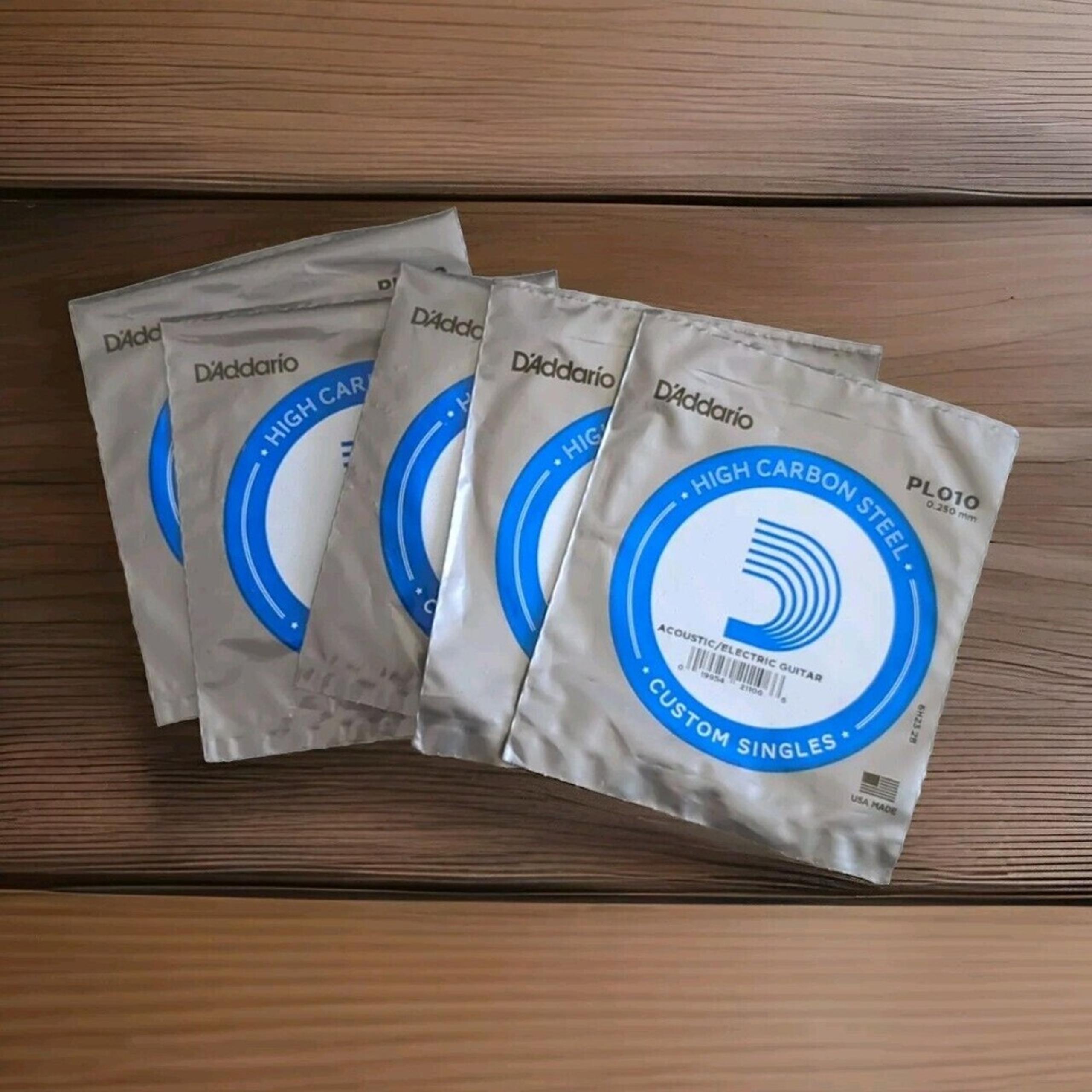 (5 Set) Single .0250 Gauge Electric or Acoustic Guitar String  D'Addario PL010