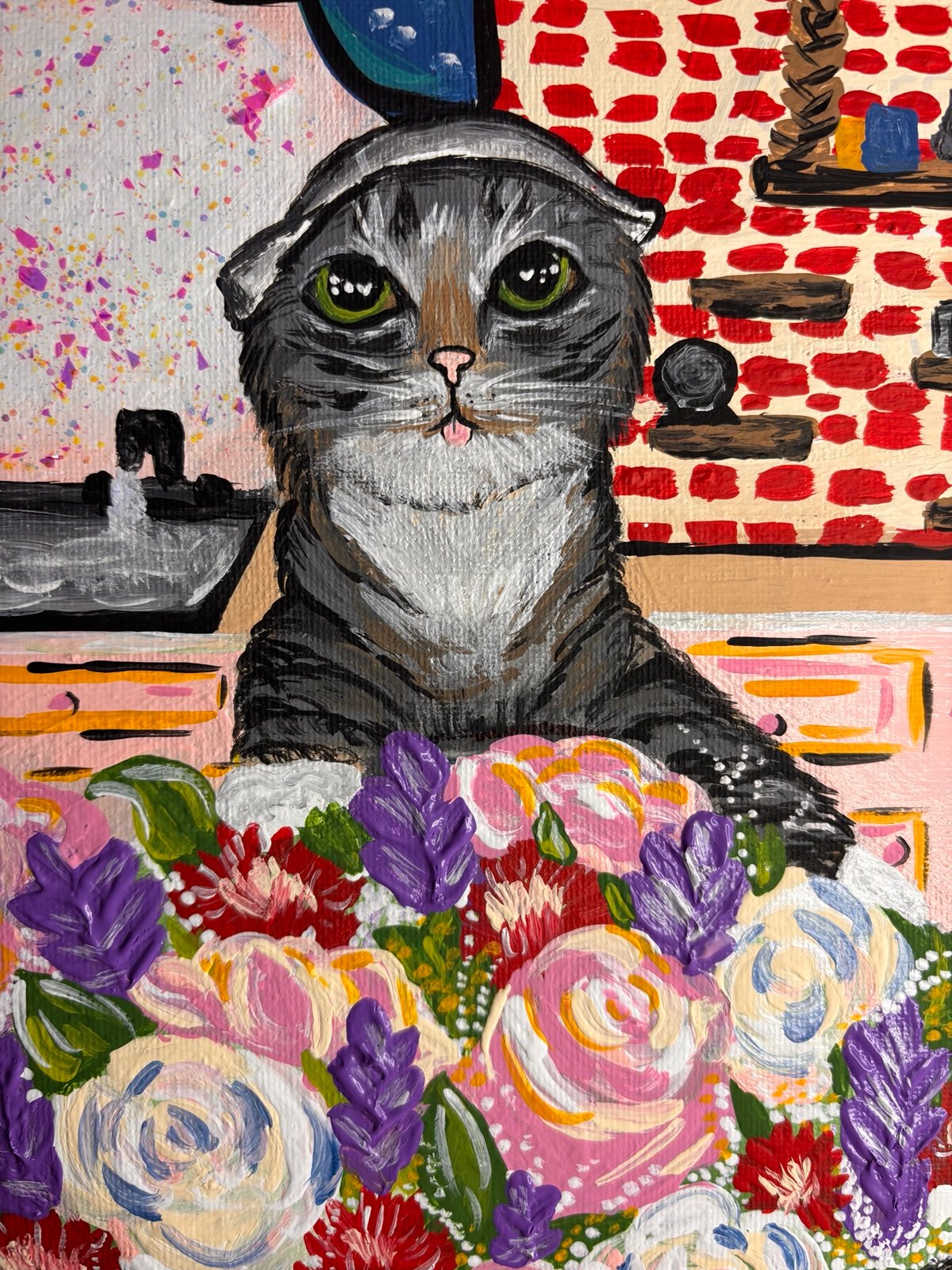 Kitty with flowers