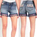 DRIFTWOOD Connie Shorts Embroidered Tassel Hem Blue Wash Size 26 Bohemian EUC