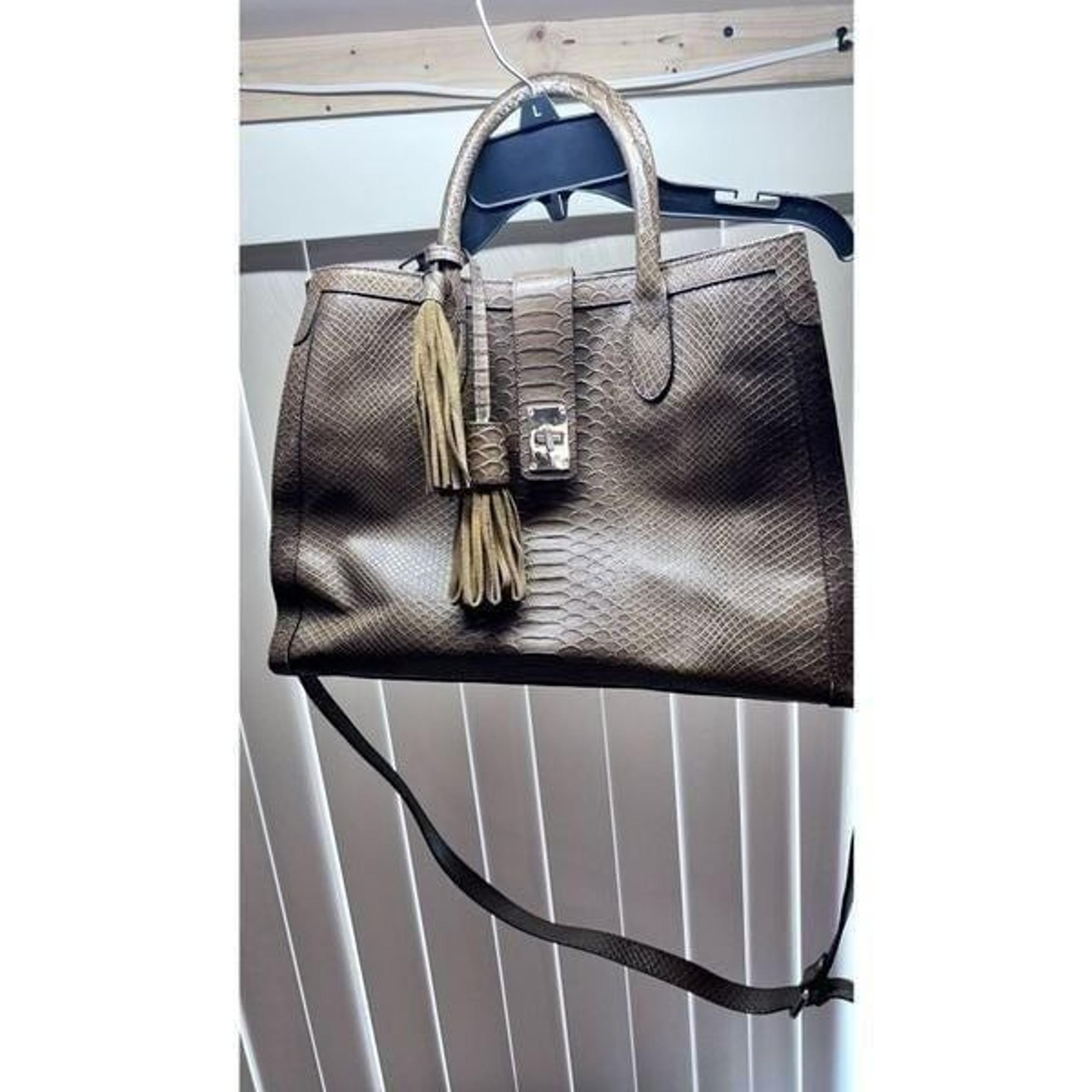 Claudia Firenze Olive Green Italian Leather Croc Embossed Tote Satchel Handbag