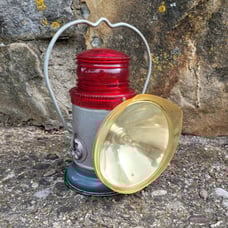 Antique Railroad Lantern lamp Delta Electric Company Rare Red Top Train Light
