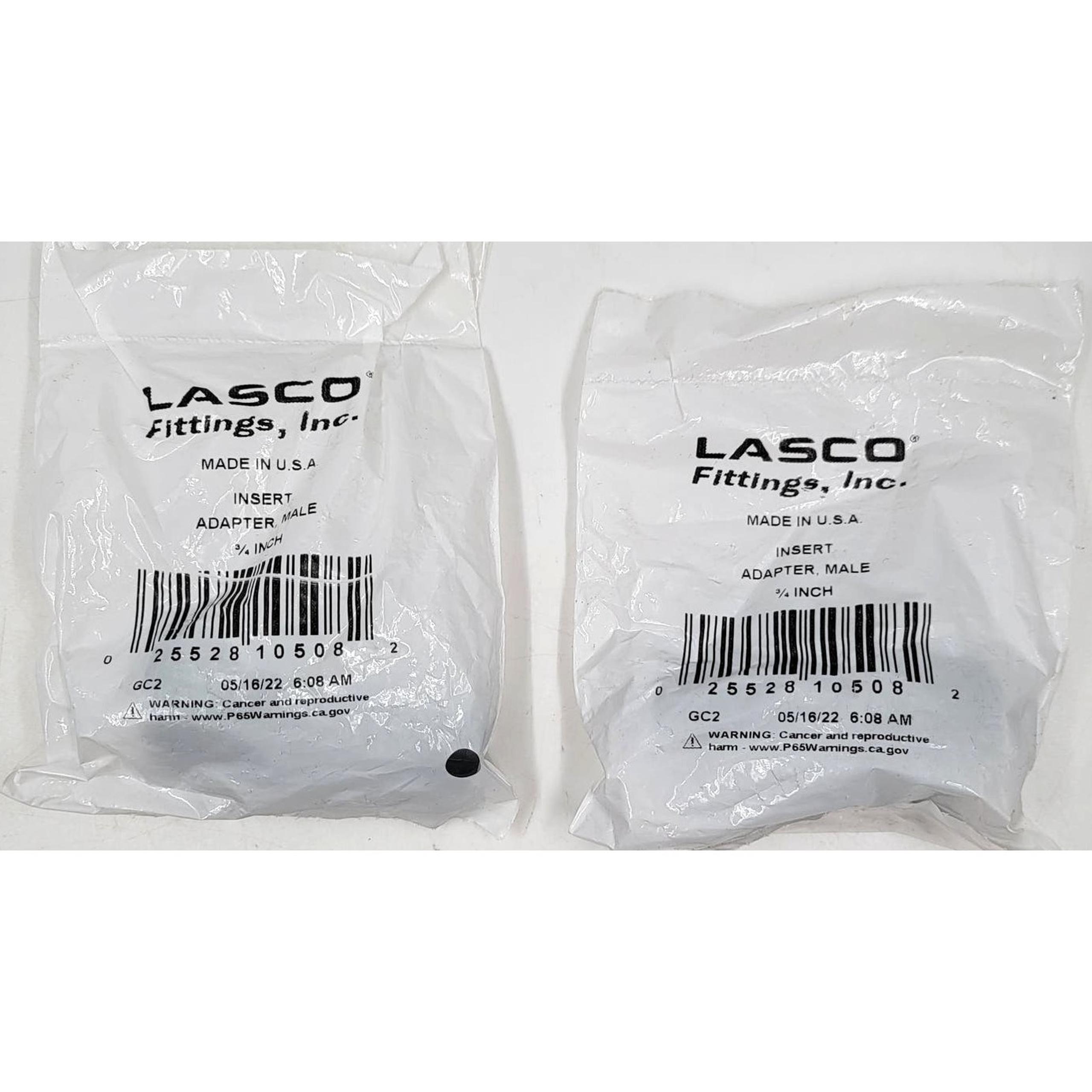 Two Lasco Fittings Insert Male Adapter Poly 3/4" Insert PVC to Flexible Pipe