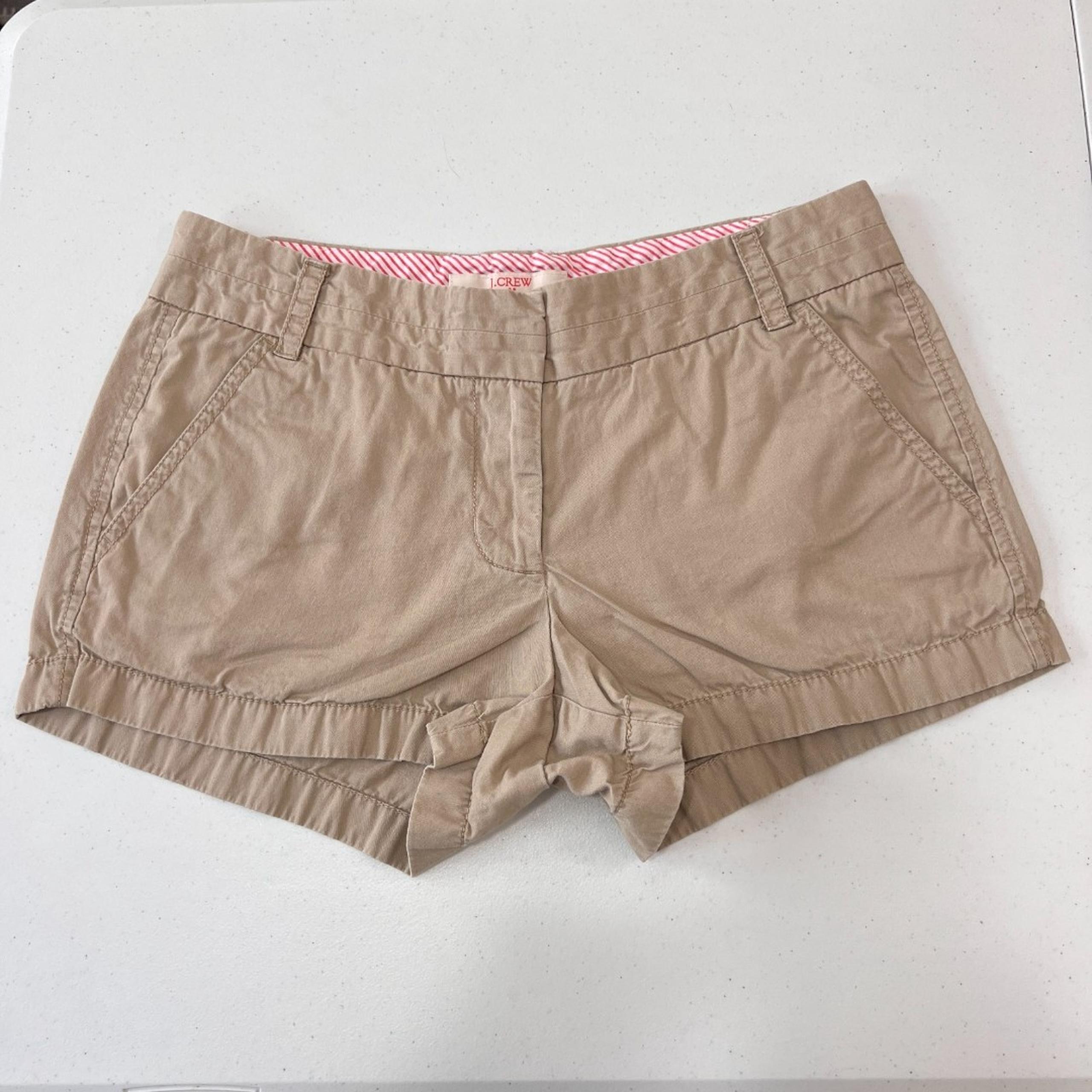 J Crew Women's Broken-In Chino Shorts Khaki Tan Beige 100% Cotton Size 2