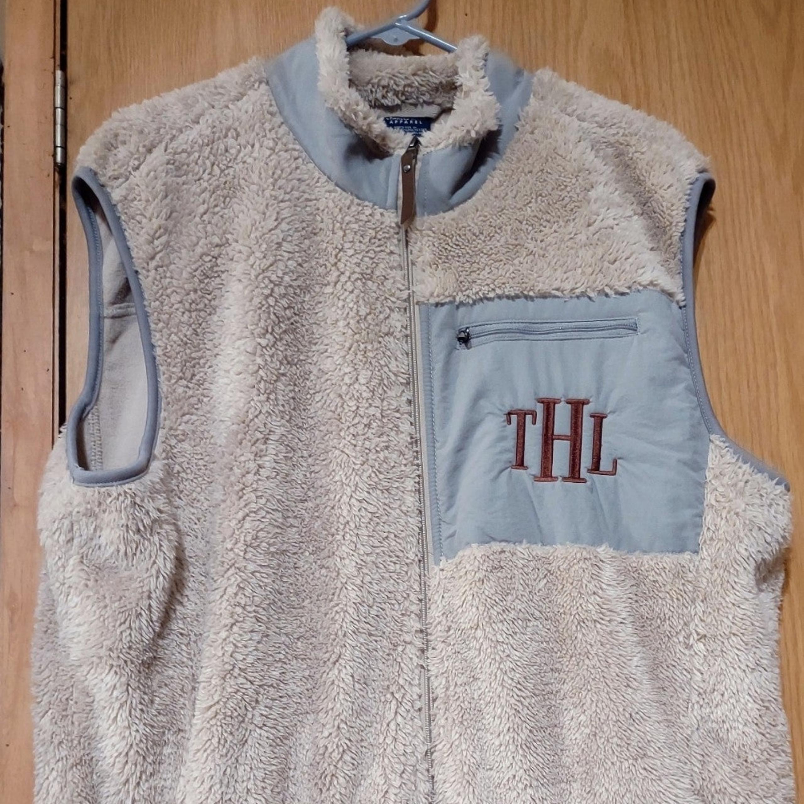 Charles River Apparel Plush Vest Mens XL Light brown/Gray Full Zip Sleeveless
