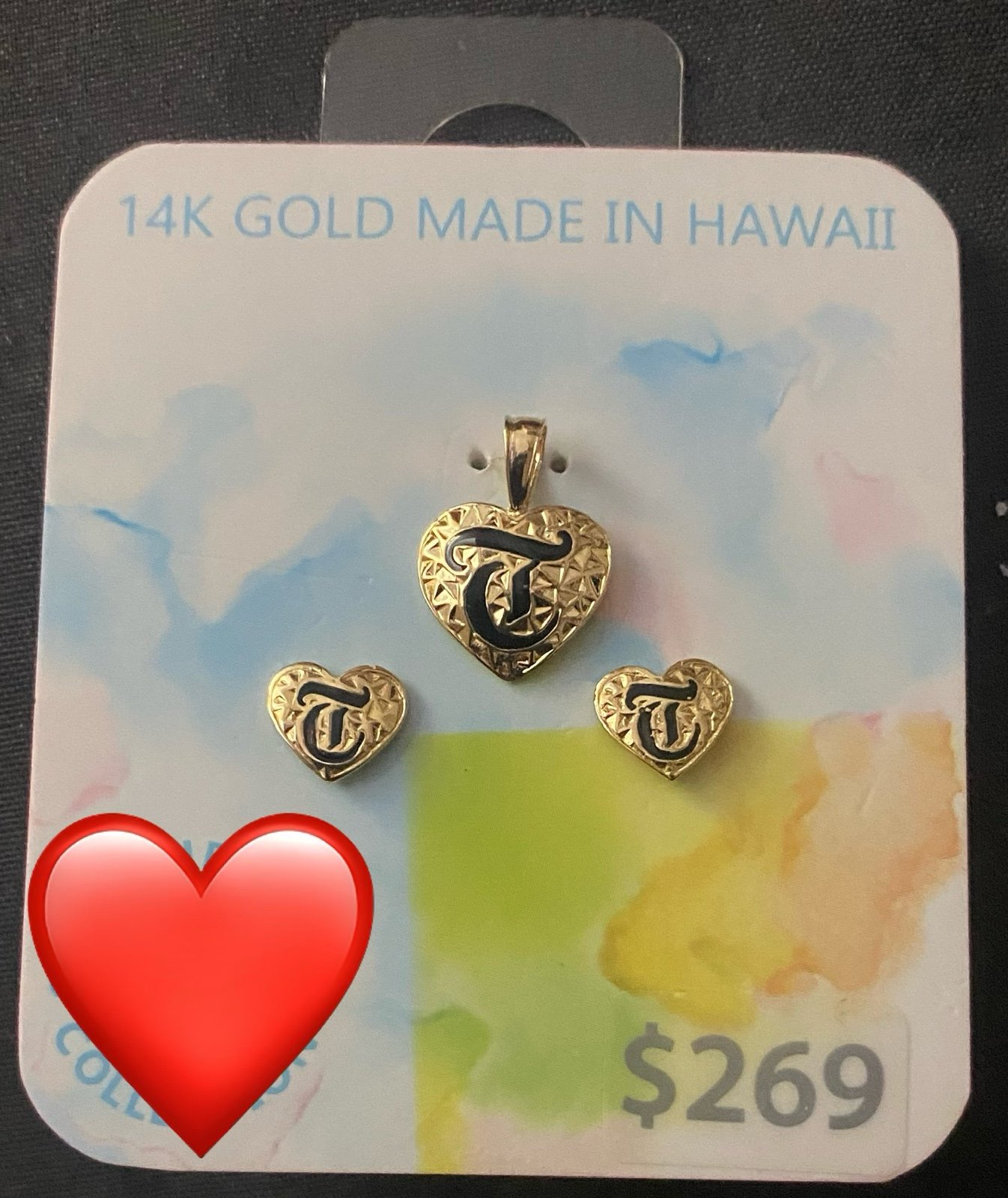 ️14k Hawaiian Heart Pendant/Earring Set—BRAND NEW!!!