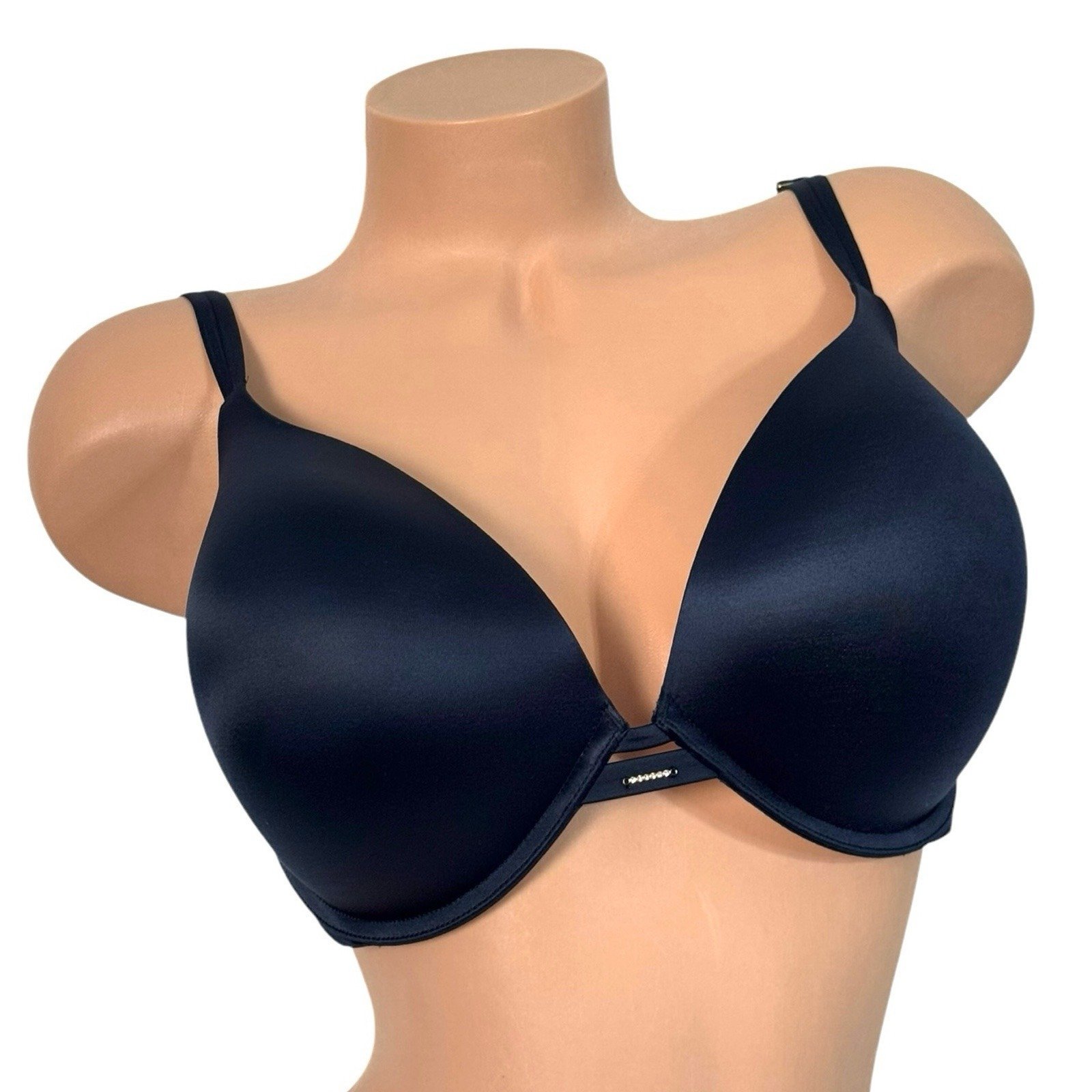 VICTORIA'S SECRET 36G Very Sexy Push-Up Plunge Add 1 Cup Bra Smooth Satin Blue