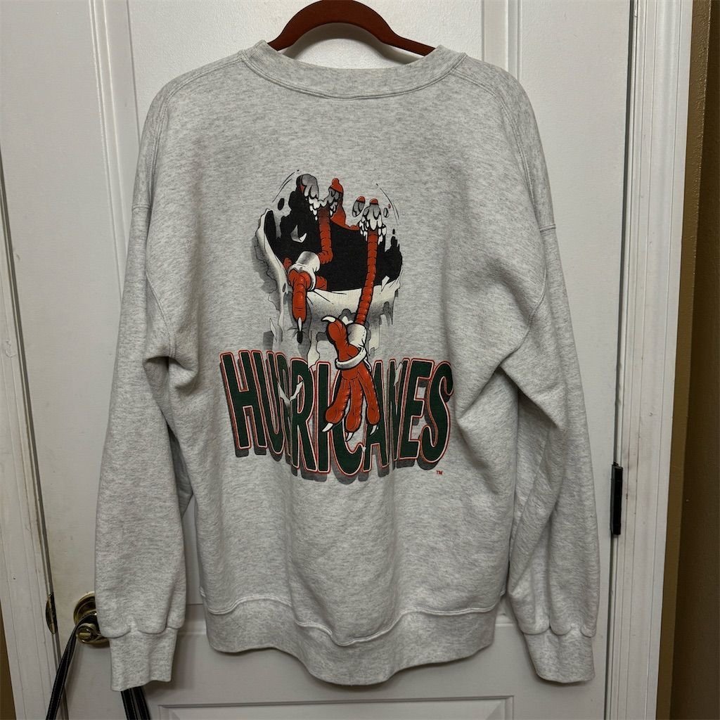 Nutmeg Miami Hurricanes Vintage 90s Sweatshirt Men's XL Gray Pullover