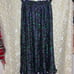 Vintage Floral Midi Skirt Small elastic waist EUC black purple green