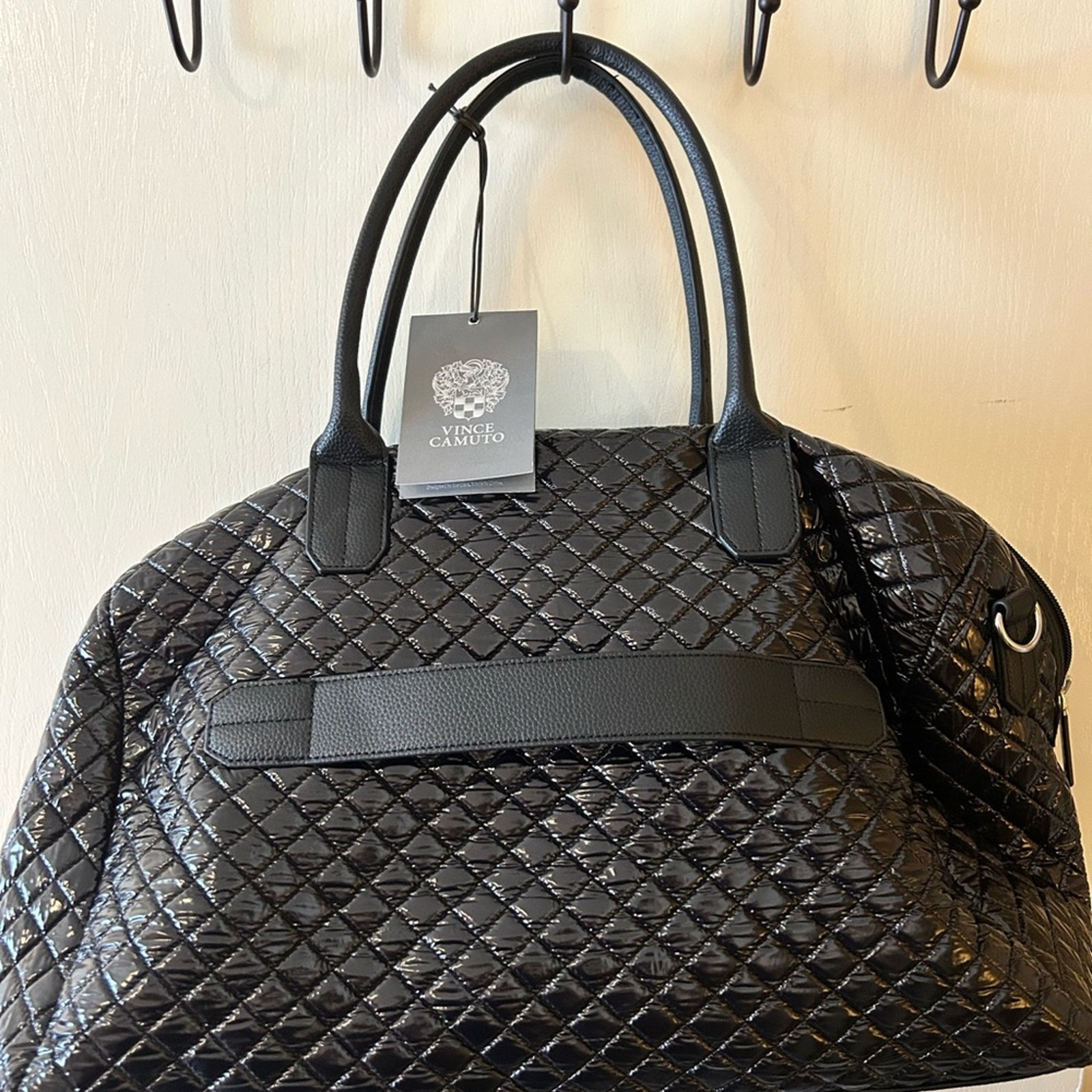 Vince Camuto Black Quilted Duffel Bag NWT Travel Gym Carryall