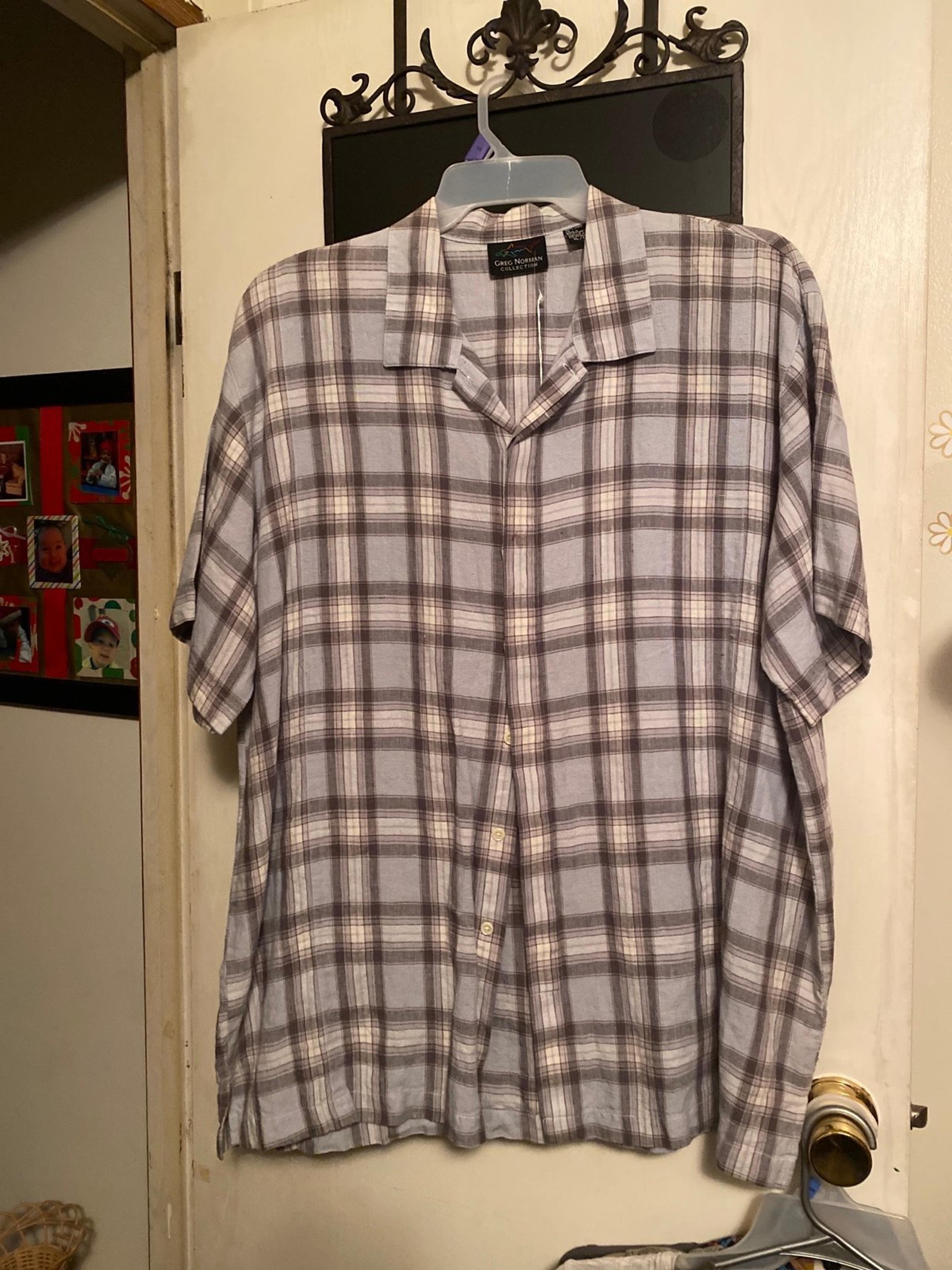 Men’s XL Greg Norman Linen Button Down Short Sleeve Shirt
