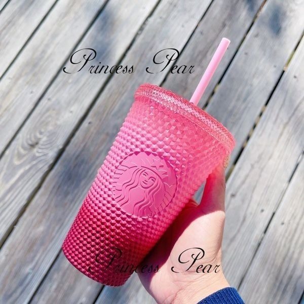 Starbucks 2022 Holiday Pink Waxberry Blush Gradient Studded Ombré 16 oz Tumbler