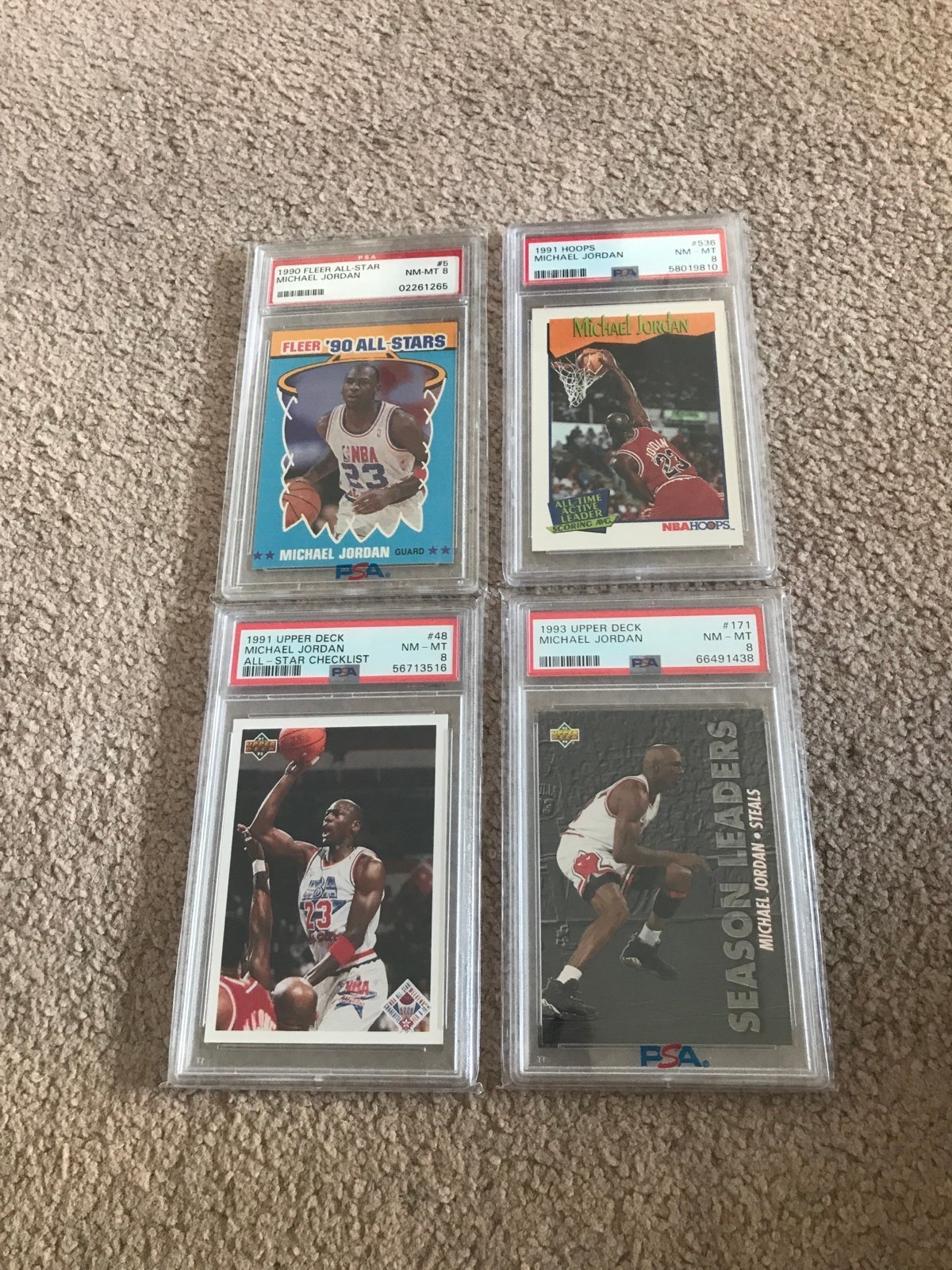 1990-93 MICHAEL JORDAN GRADED PSA 8 ASST CARDS (4)
