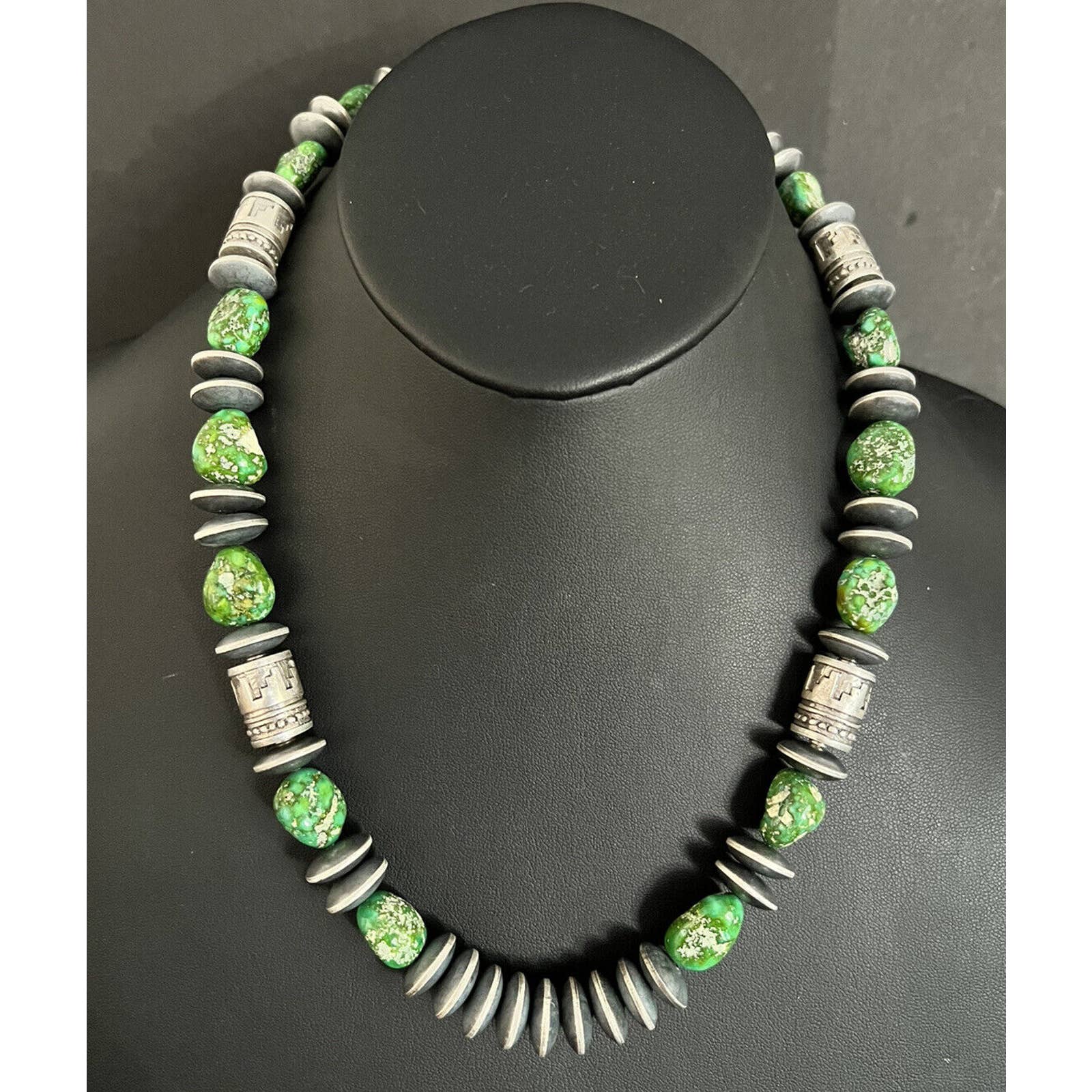 Sterling Silver Pearls Sonoran Gold Turquoise Nuggets Bead Necklace 22 inch