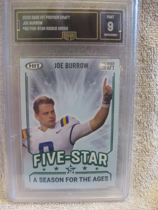 Joe Burrow Green Five-Star Premier RC Sage 2020 #92 GMA Mint 9 LSU Tigers