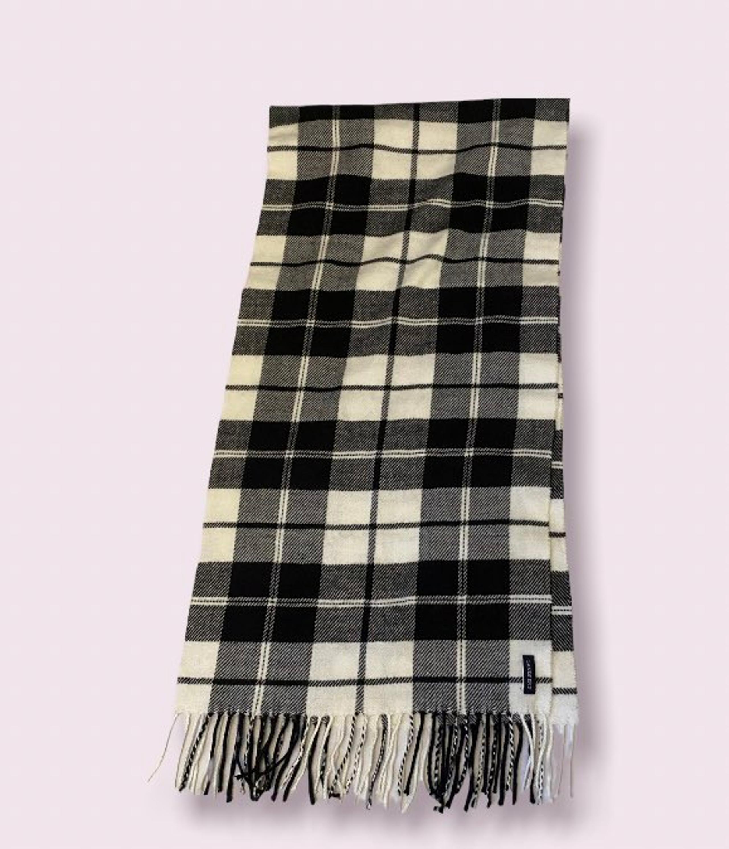 lands end Black/ White checked scarf  Plaid