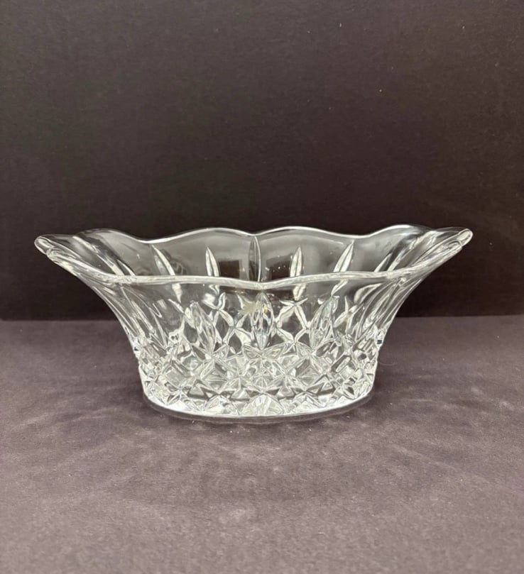 Gorham King Edward Crystal Oval Centerpiece bowl 10 X6 VTG Clear Glass