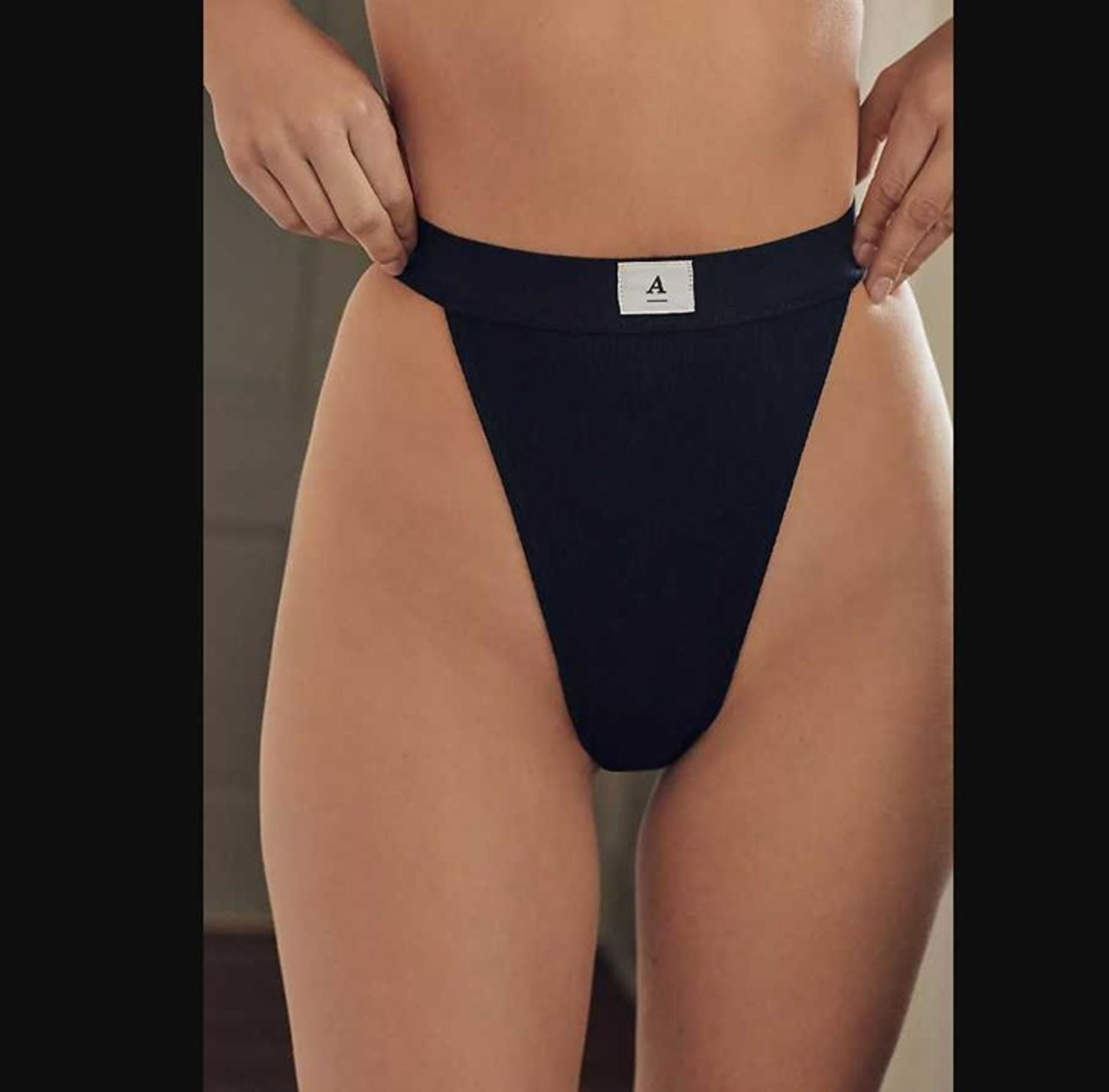 New women's S M By Anthropologie ribbed cotton bikini panty Black