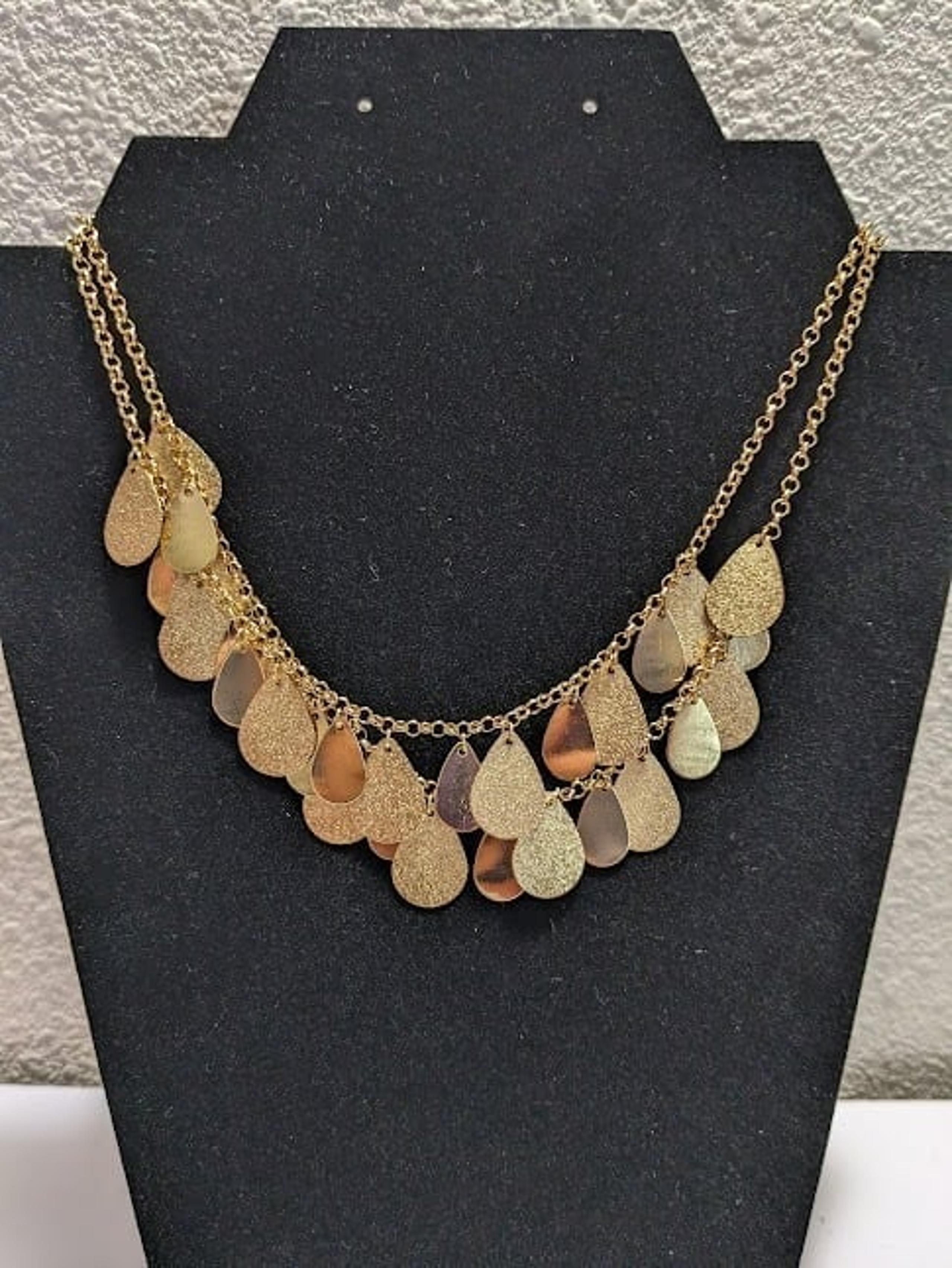 APT 9 Gold Tone 2 Layer, Multi Layer Statement Necklace, NEW