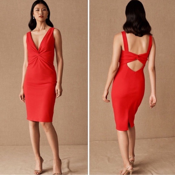 KATIE MAY ANTHROPOLOGIE Damaris Midi Dress in Red Size S