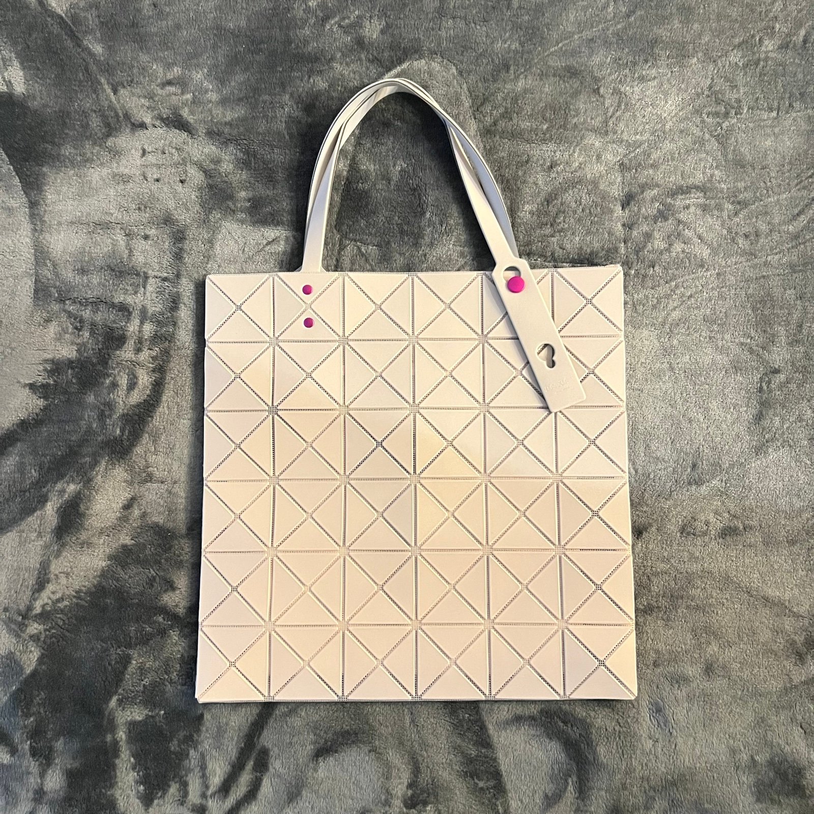 Issey Miyake bao bao lucent one tone tote in light beige / pink NEW