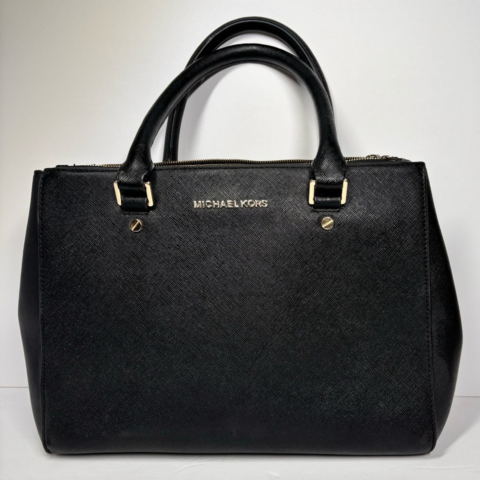 Michael Kors Sutton Leather Medium Satchel Handbag Black ✨
