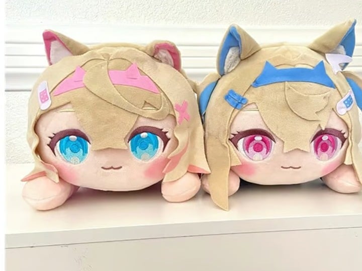 Hololive Round 1 Collab FUWAMOCO Fuwawa + Mococo 14 Laying Down Plush SET
