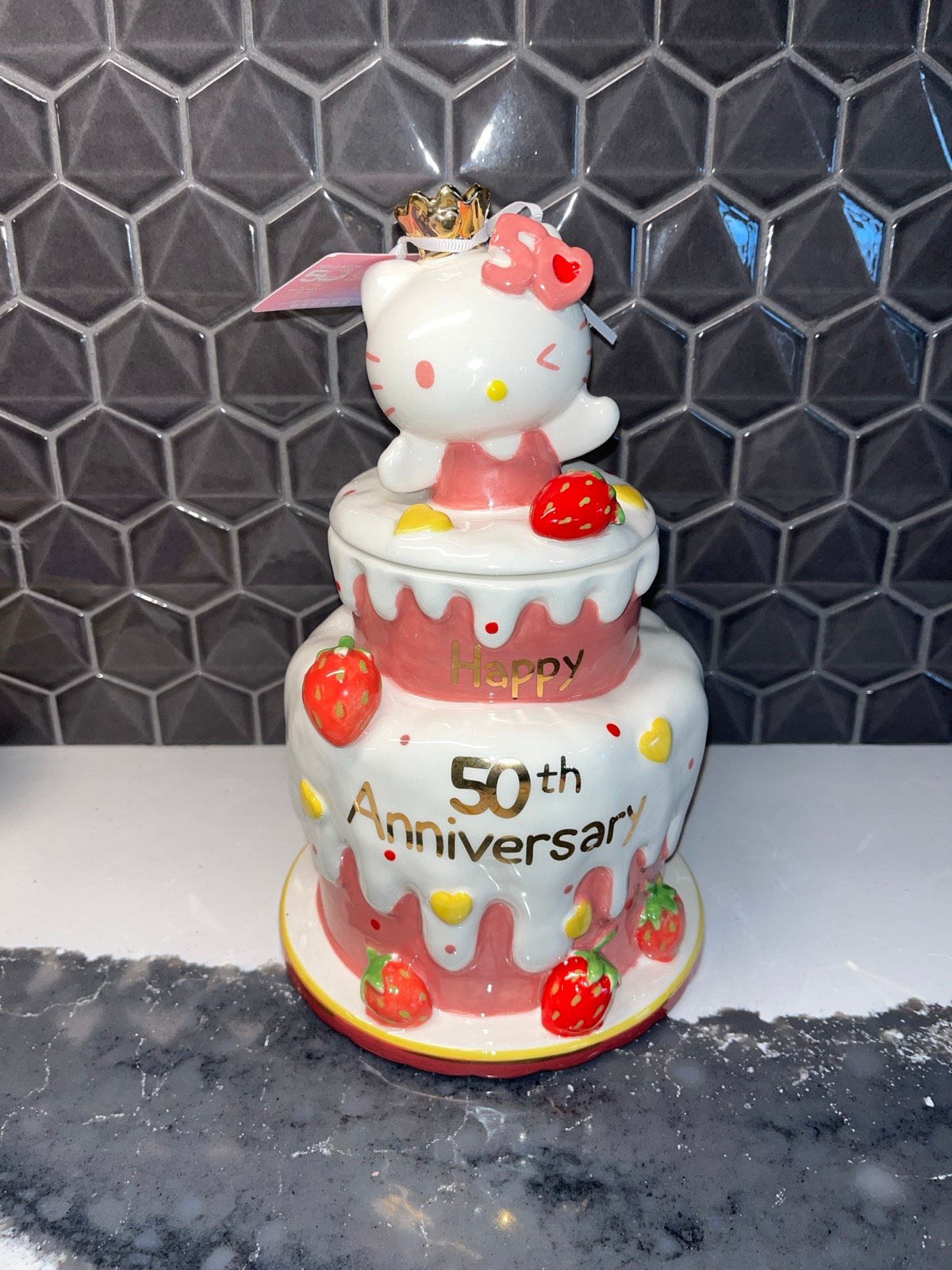 Blue Sky Hello Kitty 50th anniversary ceramic cake cookie jar