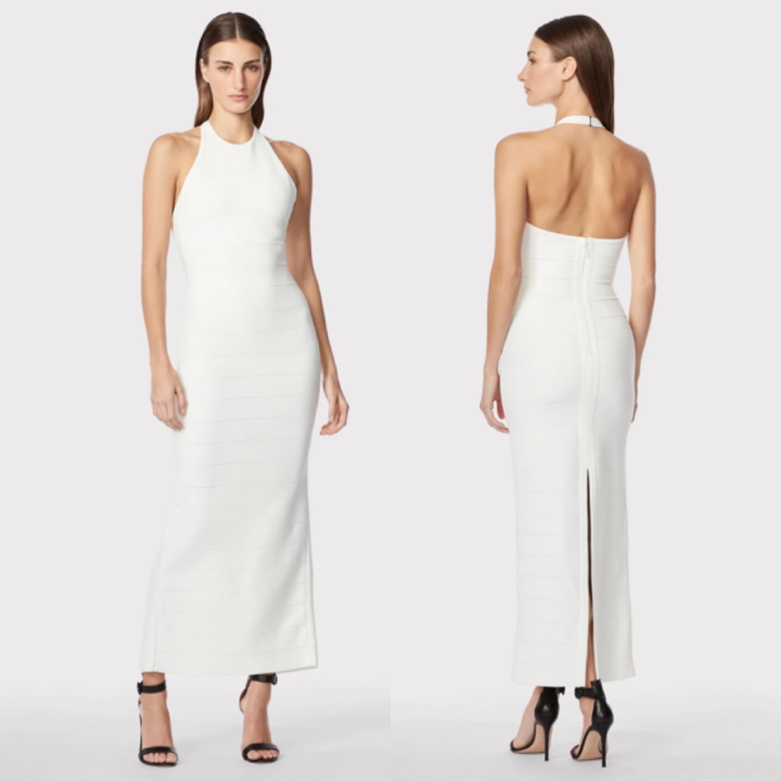 Herve Leger White Bandage Halter Icon Gown Size XL $1,190