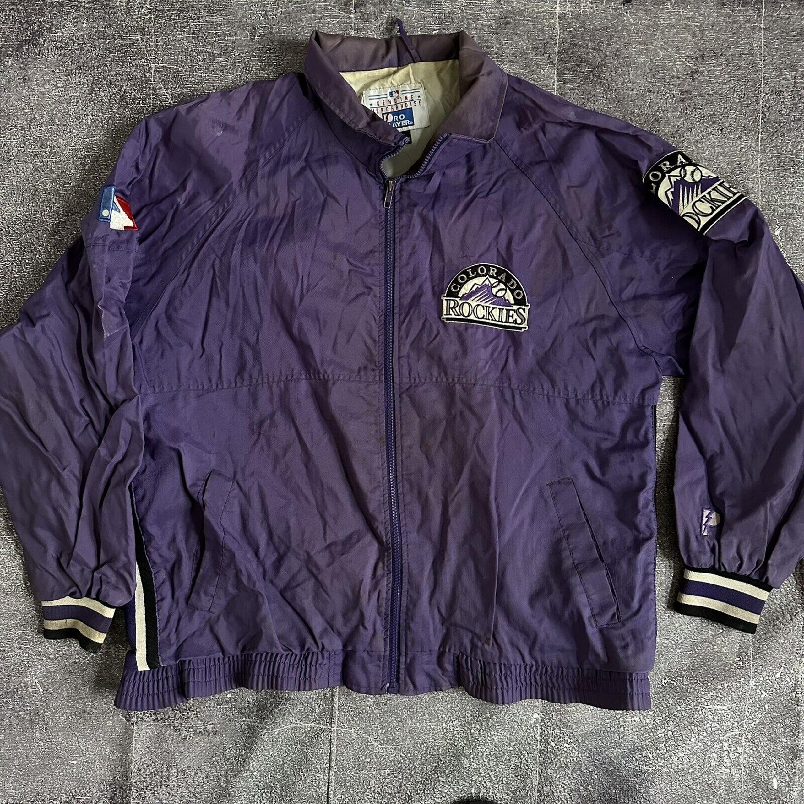 Men's Vintage 90's Pro Player Colorado Rockies Purple Windbreaker Jacket Sz L
