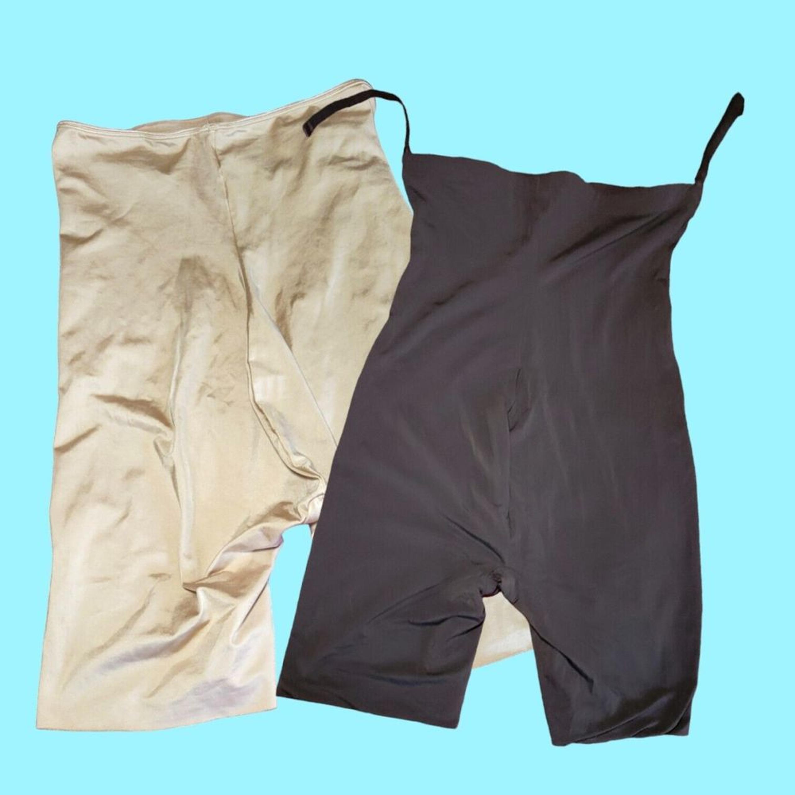 2 Pairs 1X And 3x Size Spanx Thigh Long Shaper Briefs Beige & Black Open Crotch