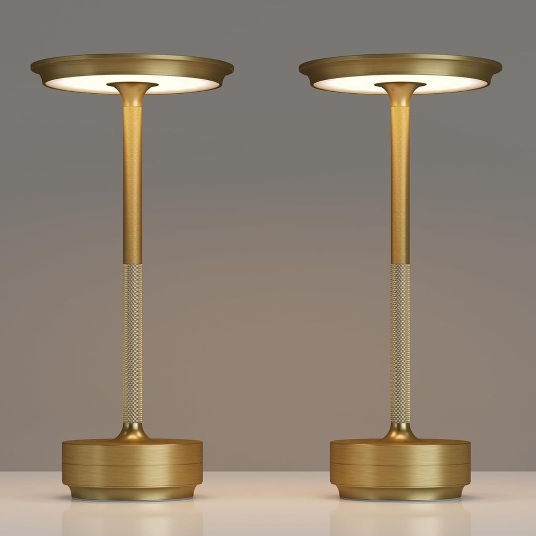 TBBGA 2 Pack Rechargeable Cordless Table Lamps, Portable 5000mAh Battery (Gold)