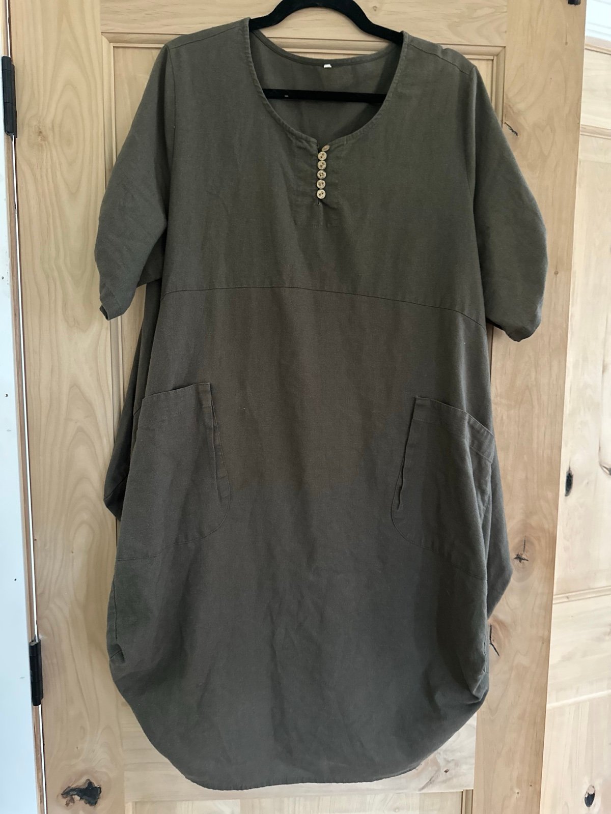 Olive green linen/cotton oversized tunic dress