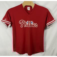 Vintage Majestic Phillies Jersey XL PULLOVER VNECK JERSEY RED Made in USA