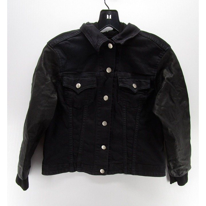 Jet John Eshaya Jacket Medium Blue Lamb Skin Leather Sleeve Trucker